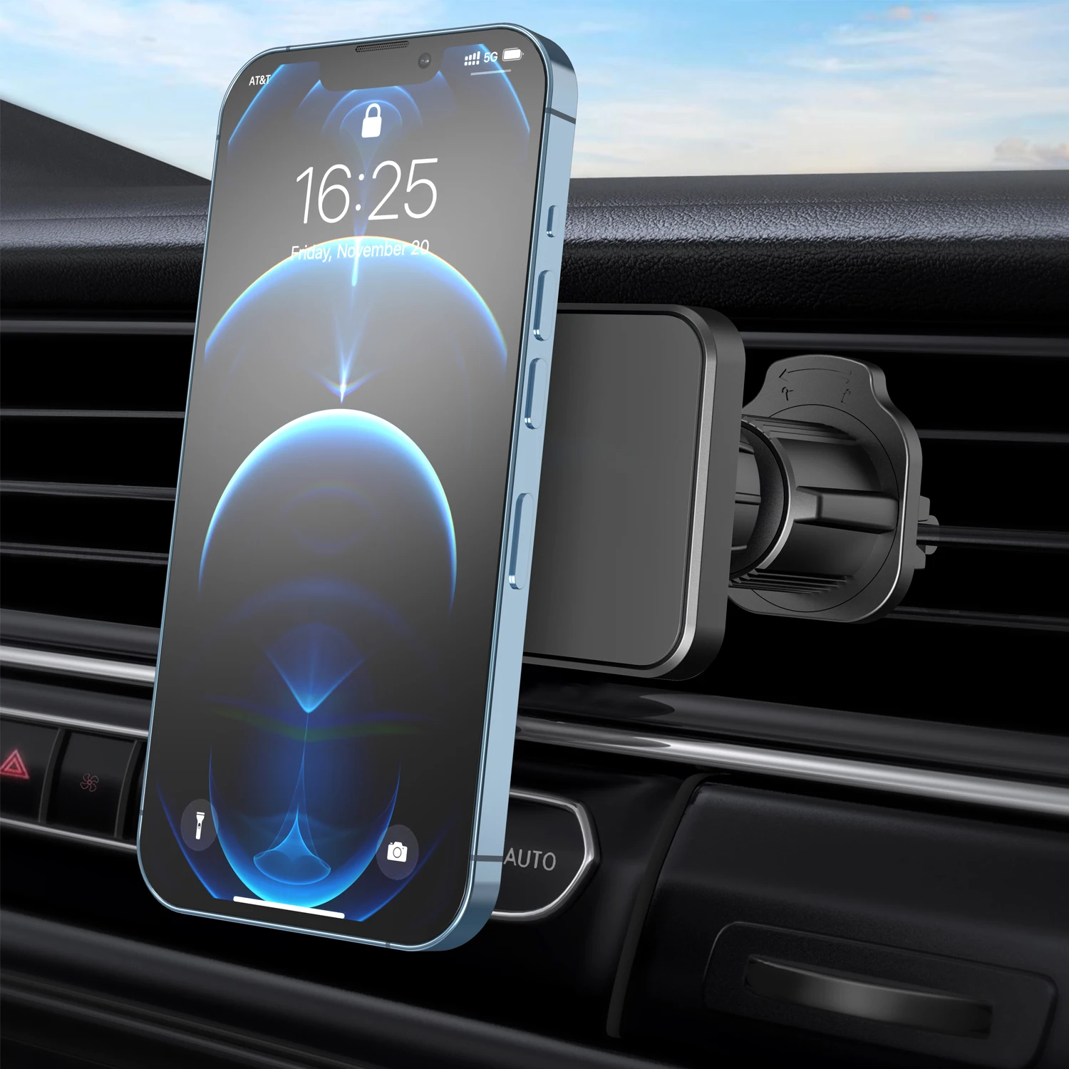 Suporte magnético multifuncional para celular, ventilação de ar universal para carro, pode ser girado 360 graus embutido, 6 ímãs poderosos