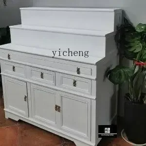 white table three-layer Buddhist platform household solid wood incense case Chinese vertical cabinet God of Wealth cabinet