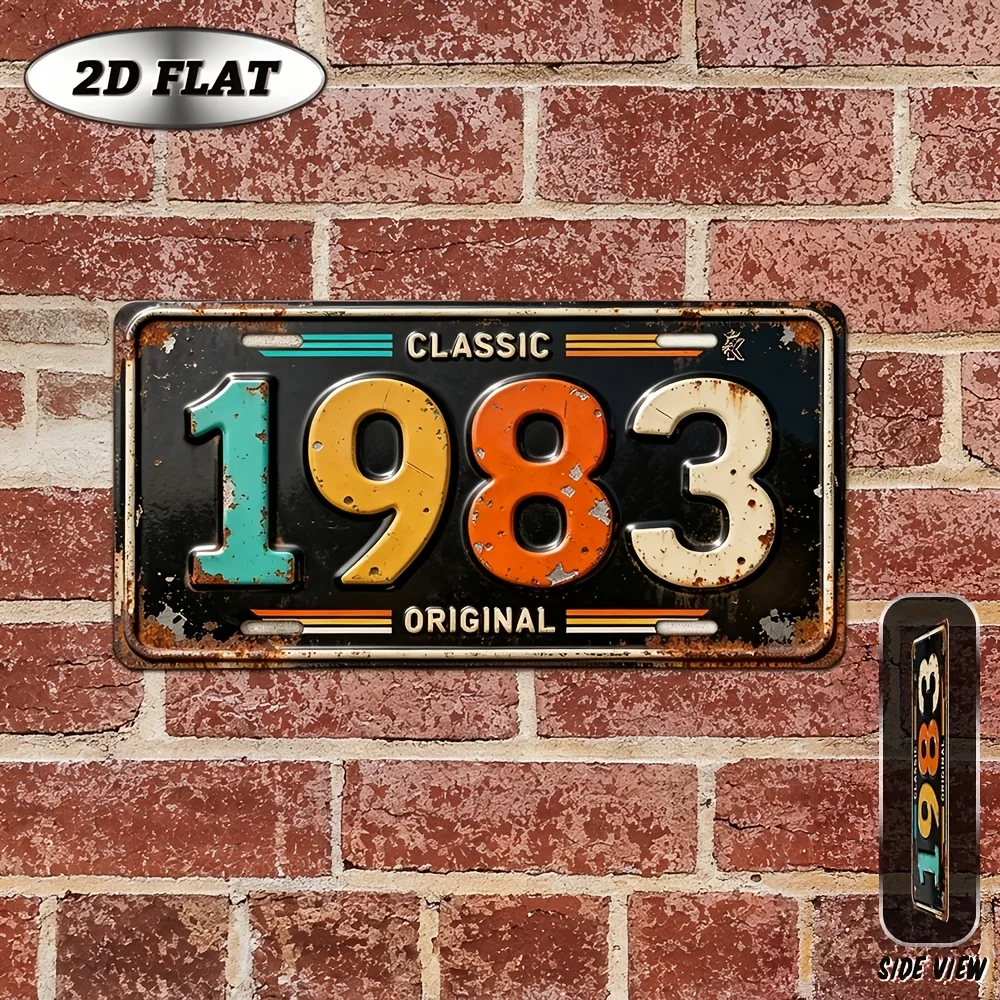 2D Flat, 2D Flat - 2D Flat 2D Flat - [2D Flat], 2D Plane, 1pc, Vintage Metal Aluminum Decorative Sign (30.48×15.24cm), 1983 C