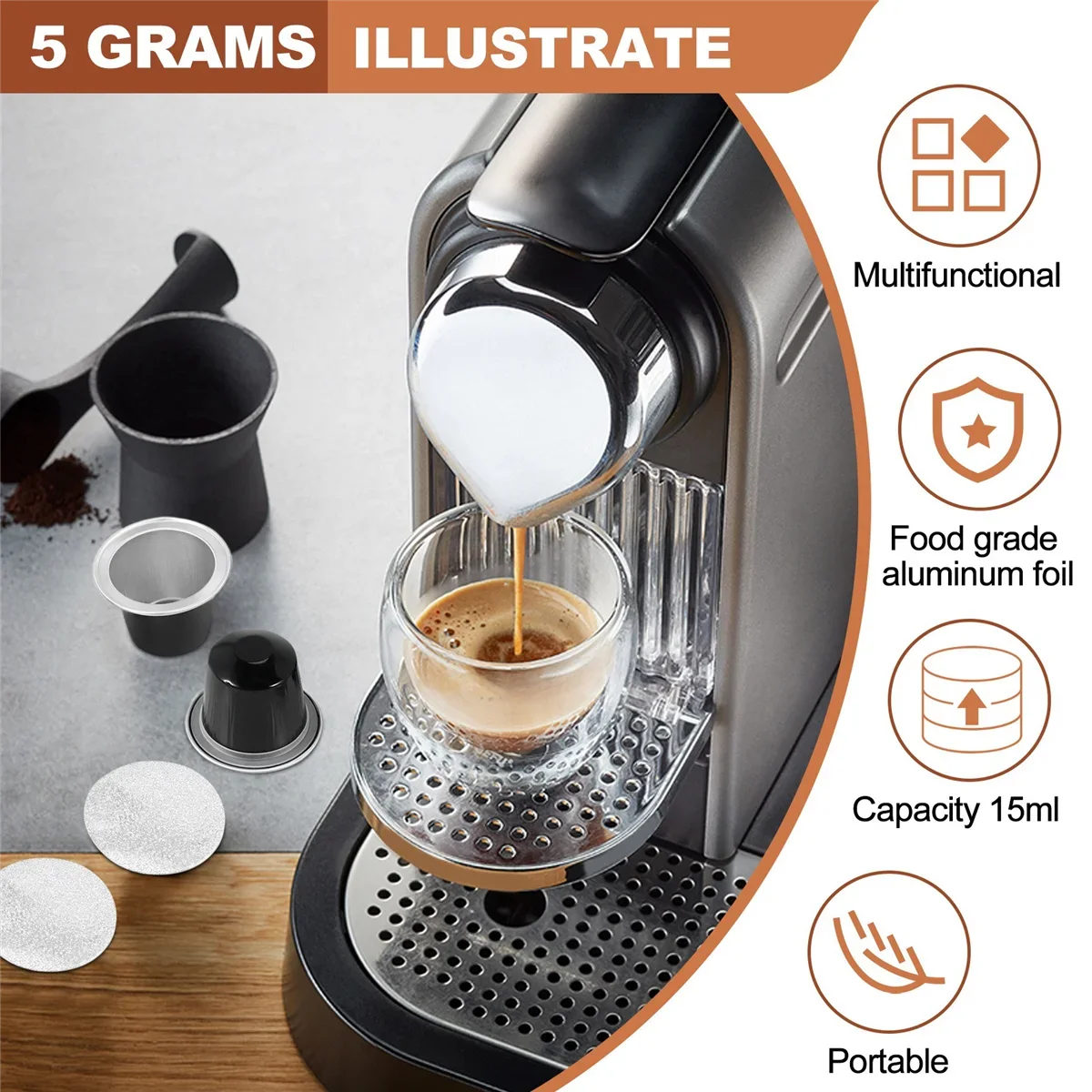 50 комплектов многоразовых кофейных капсул, чашки, одноразовые кофейные капсулы, упаковка, принадлежности для кафе