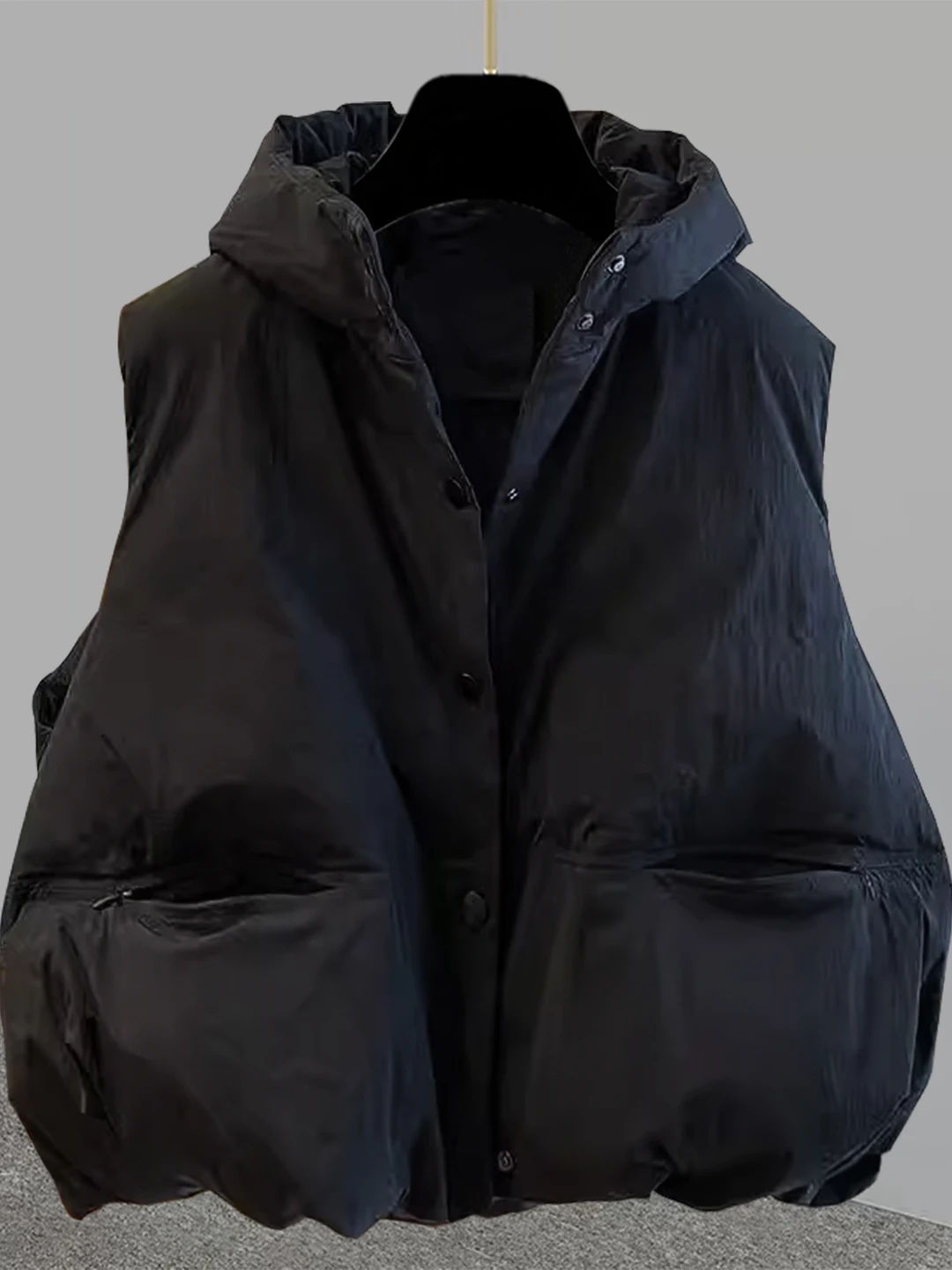 

Корейский стильный бархатный жилет с капюшоном для мужчин, свободный крой, теплая верхняя одежда, повседневный молодежный стиль, осень-зима, новинка