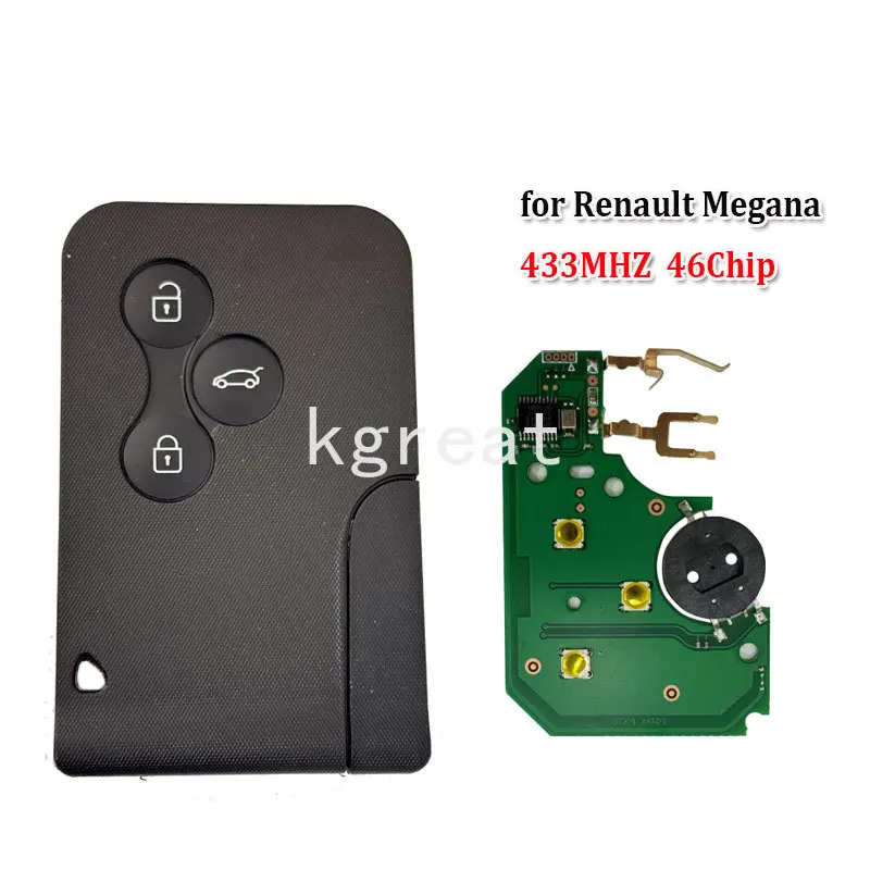 

Смарт-карта 3 кнопки для Renault Scenery 2-го поколения Renault Megana CC автомобильный дистанционный ключ 433 МГц 46 чип