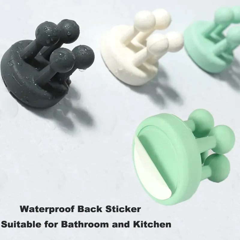 Self-adhesive Silicone Toothbrush Holder Bathroom Hooks Towel Key Rack Cabel Plug Holder Hangers For Kitchen Office Organizer