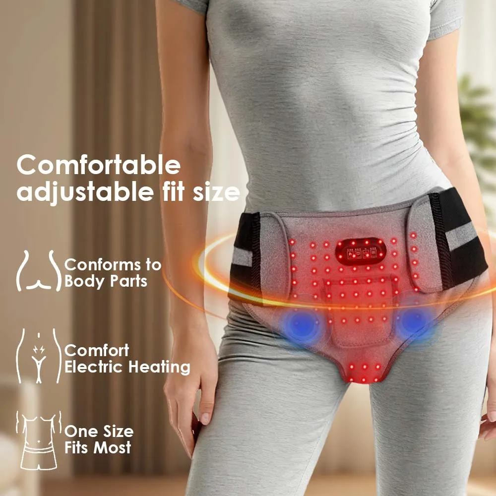 LED-Heizmassage-Unterwäsche mit 162 LEDs und 4 Motoren, tragbare USB-Heizmanschette für Hüfte, Lendenwirbelsäule und Bauch, kabelgebundener Massagegürtel für Zuhause