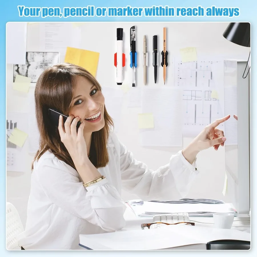 20 حزمة من حامل القشرة المطورة حامل القلم اللاصق لمكتب حامل قشرة السيليكون وحامل العلامة لجدار الحافظة والفصول الدراسية S