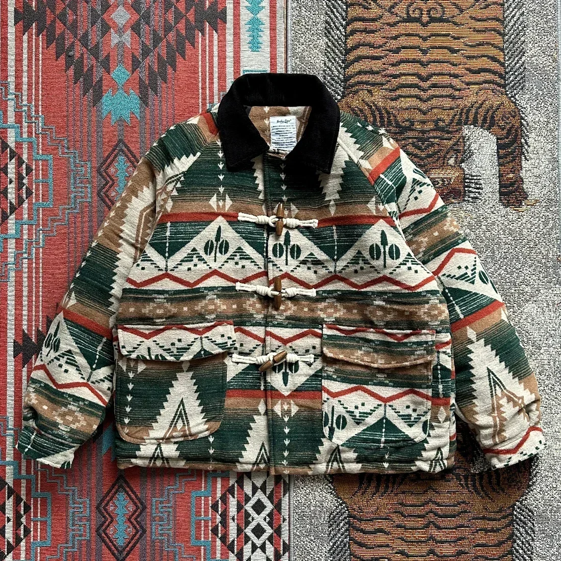 Autumn Winter Japanese Ethnic Style Men's Cotton Coat Vintage Ox Horn Wooden Button Loose Women's Parka