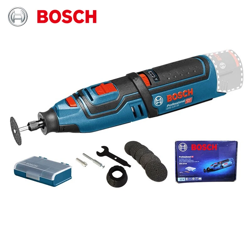 Bosch GRO 무선 로터리 도구, 12V 리튬 충전식 전기 연마기, DIY 애호가, 6 단 조절 베어 도구, 12V-35