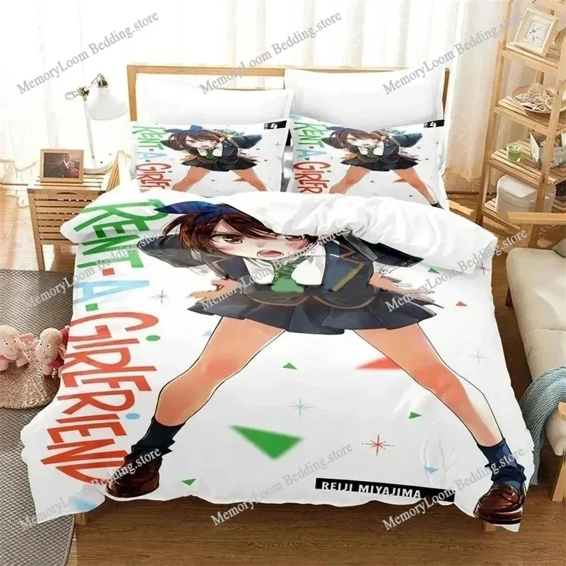 Anime Rent-A-Girlfriend Chizuru Bedding Sets,Girls Bed Supplies Set Duvet Cover Bed Comforter Set Bedding Set