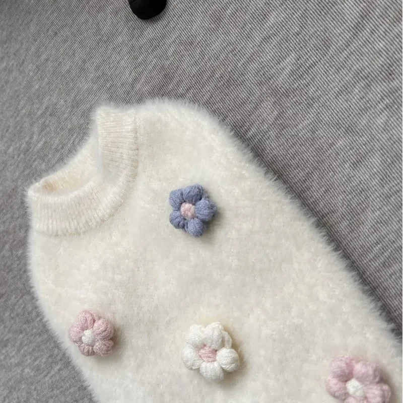 Pet Sweater Flower Sweater Cute Cat Clothing Winter Pet Clothing Dog Bottom Coat Dog Winter Coat Dog Sweater Puppy Clothes