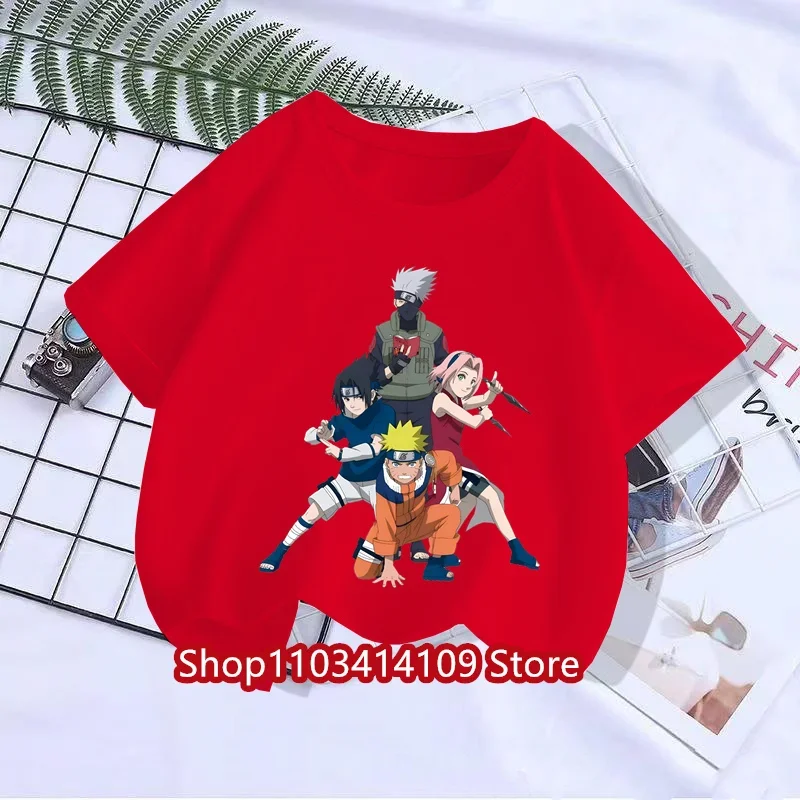 

New Boys Naruto T-shirt Anime Mascot Naruto Kakashi Children's Role-playing T-shirt Children's Printed Short Sleeved Clothing