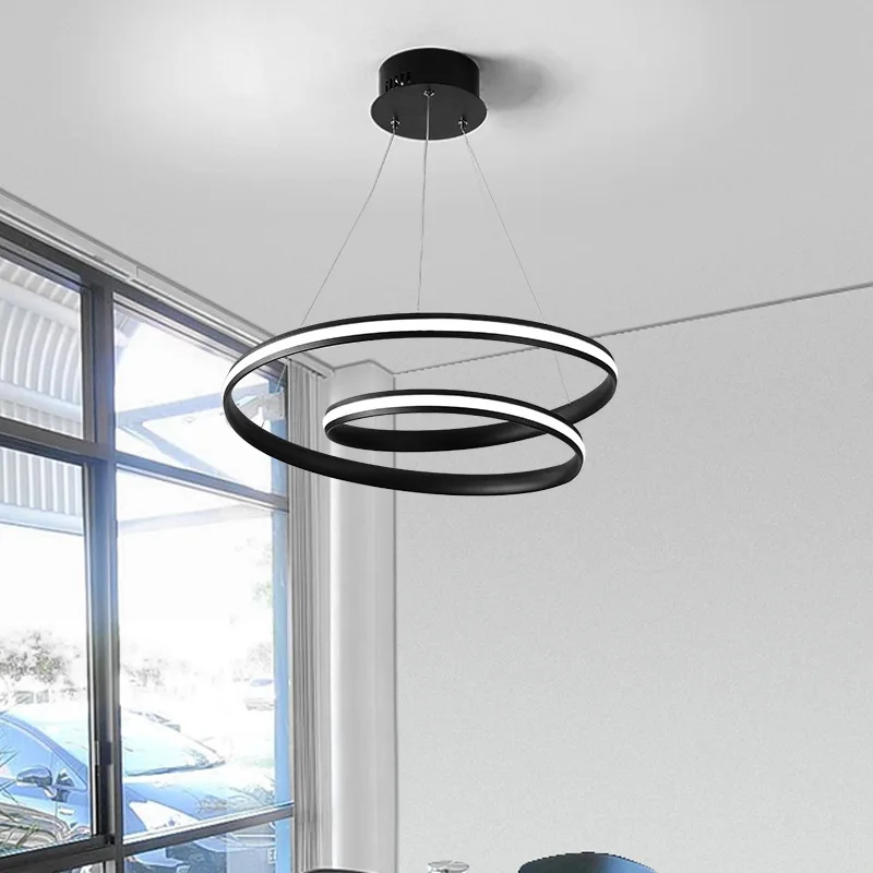 Nordic LED Restaurant Hanging Chandelier Ring Aluminum Suitable for Kitchen Restaurant Pendant Light Home Decoration Lighting