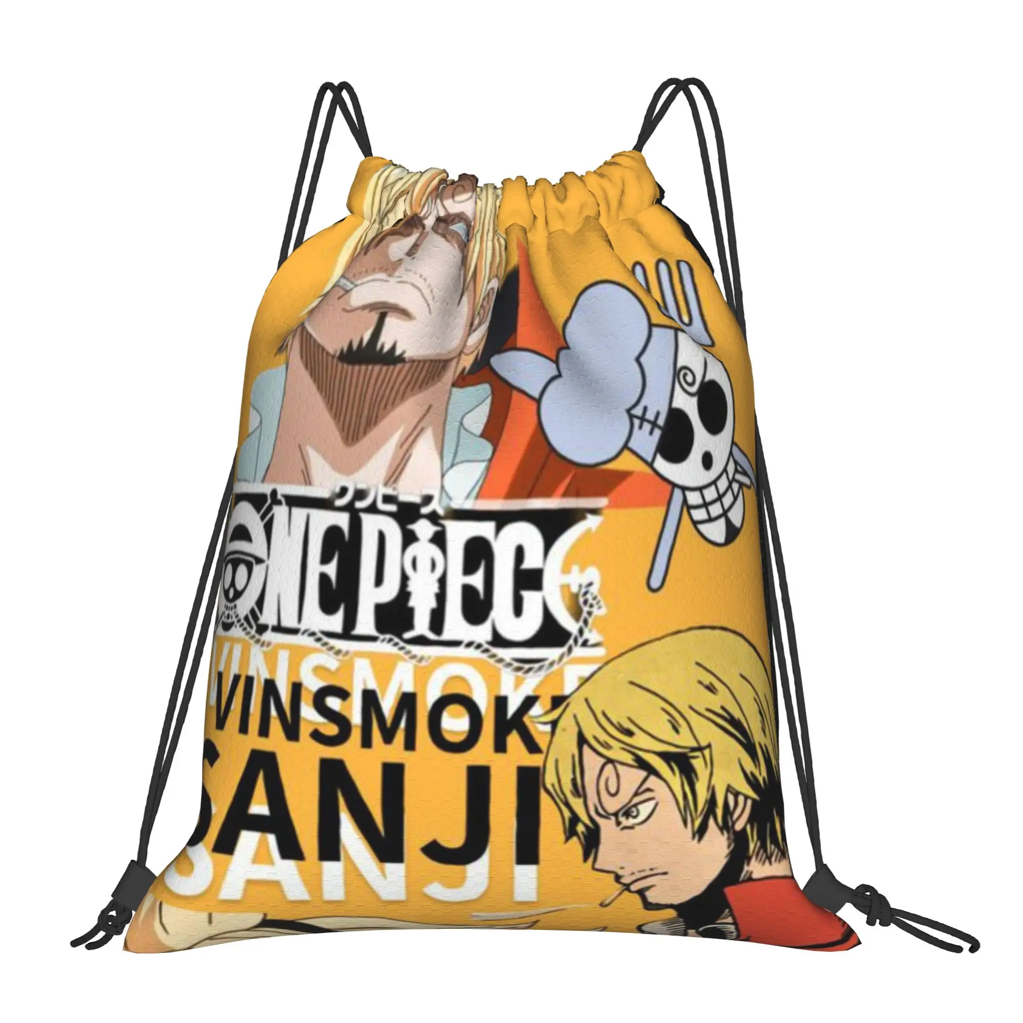 

Желтый многофункциональный карманный рюкзак Sanji для мужчин и женщин, дорожная сумка для подростков, сумки на шнурке с принтом
