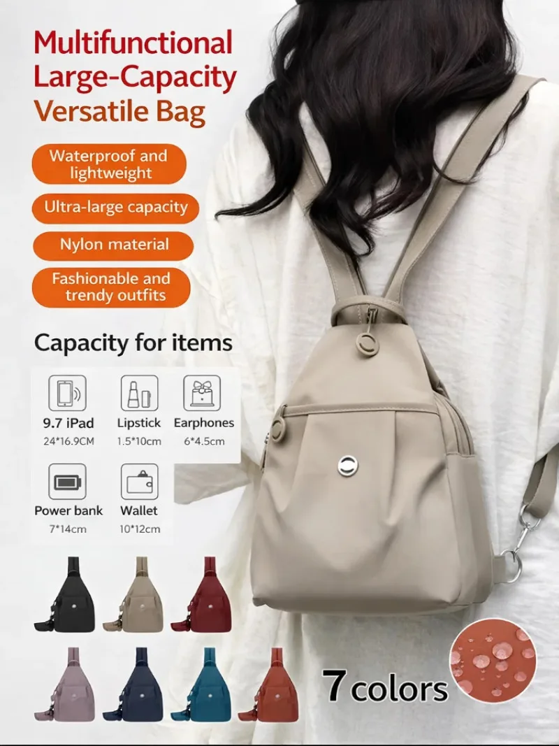 Portable Ladies Multifunctional Travel Waist Fanny Pack Large‑Capacity Crossbody Shoulder Backpack Shopping Hiking Short Trip