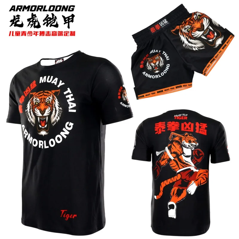 Short à manches courtes pour adultes et enfants, Muay Thai, Tiger Gastronomie, Sports, MMA, WagTraining, Boxe, Course à pied, Loisirs imbibés