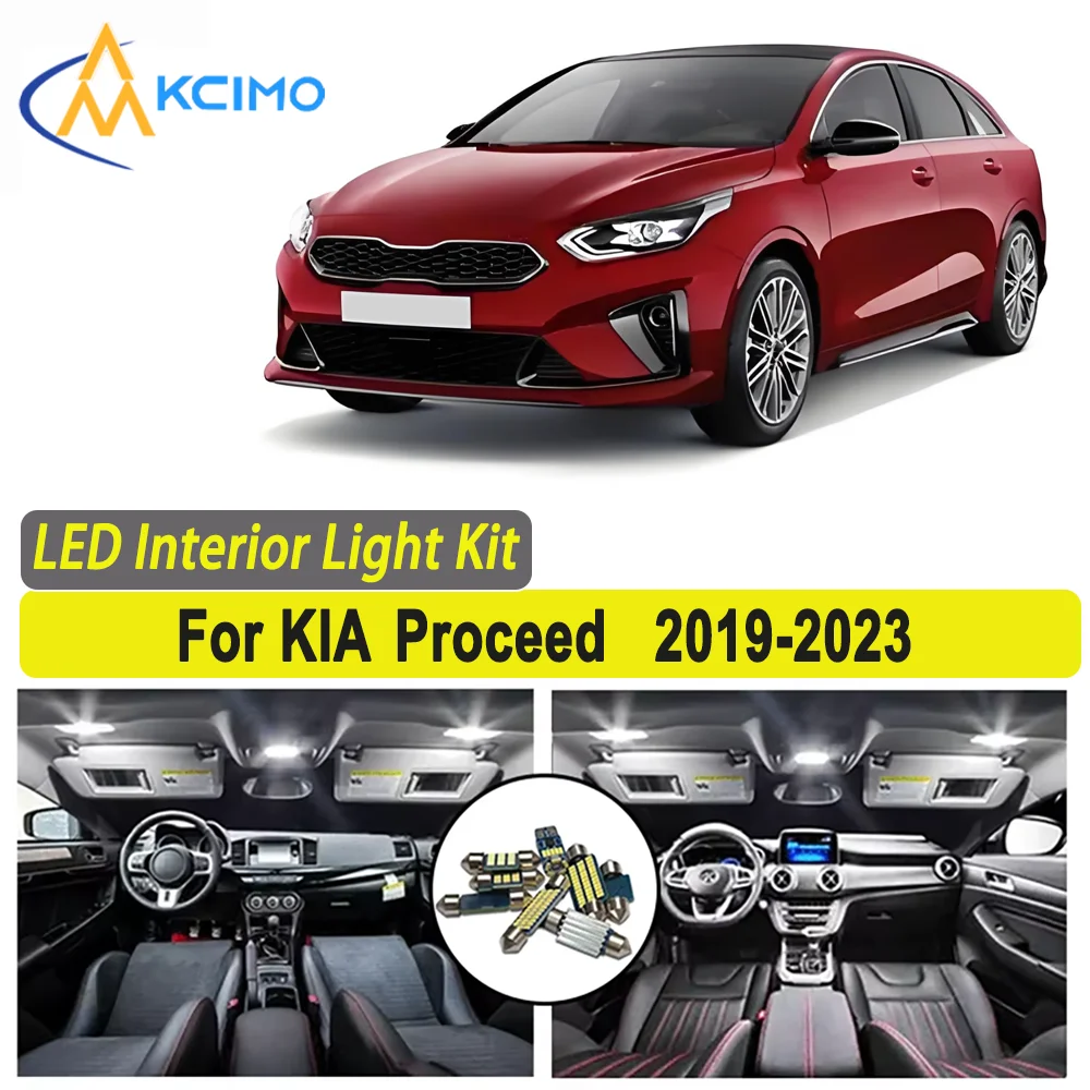 

Kcimo LED для KIA Proceed 2019 2020 2021 2022 2023 Премиум Яркий светодиодный внутренний купол Карта багажника Комплект автомобильных светодиодных ламп Canbus Car