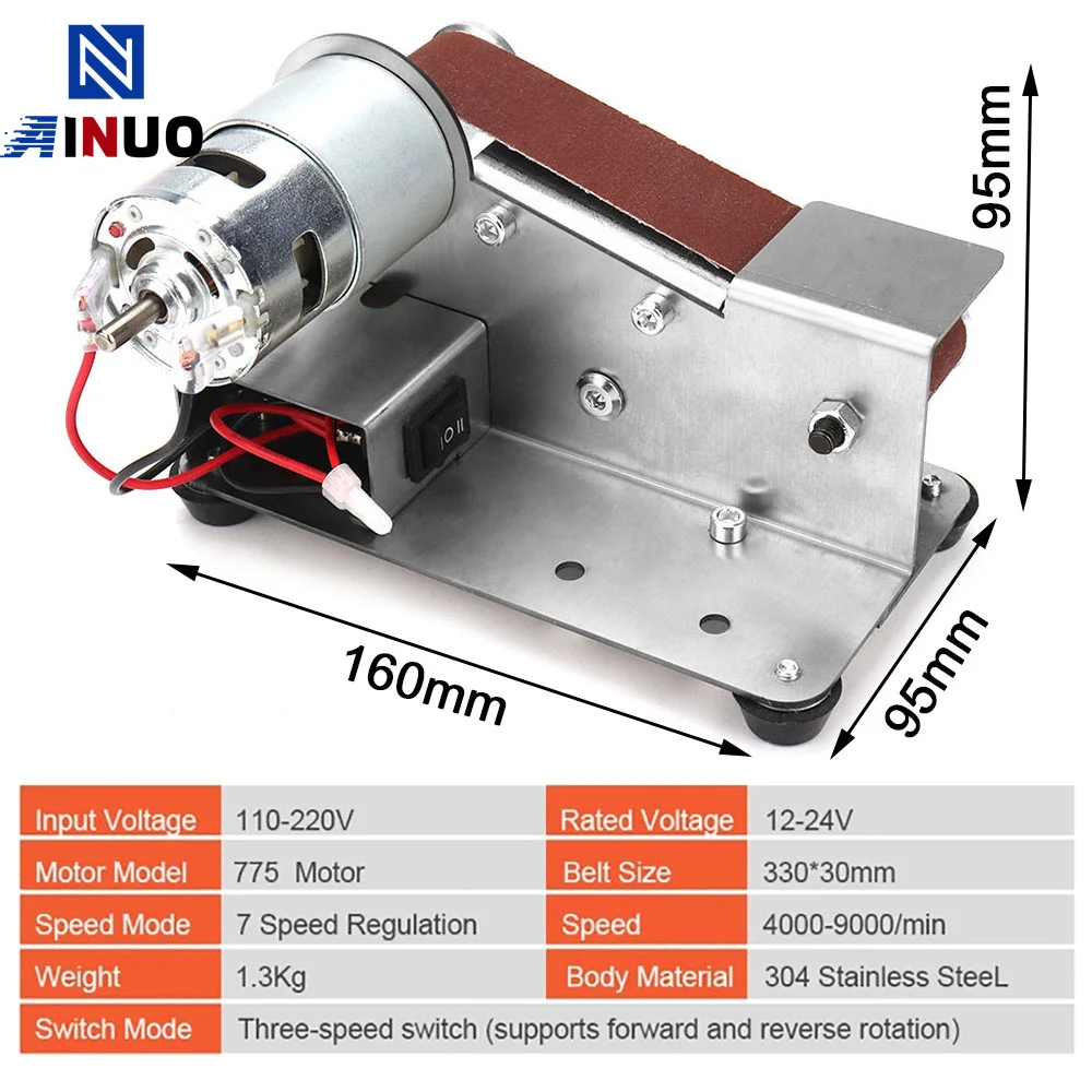 Imagem -02 - Multifuncional Mini Lixadeira de Cinto Elétrico Faça Você Mesmo Polimento Moagem Moedor de Cinto Sharpener Cutter Bordas de Faca 110 v 220v