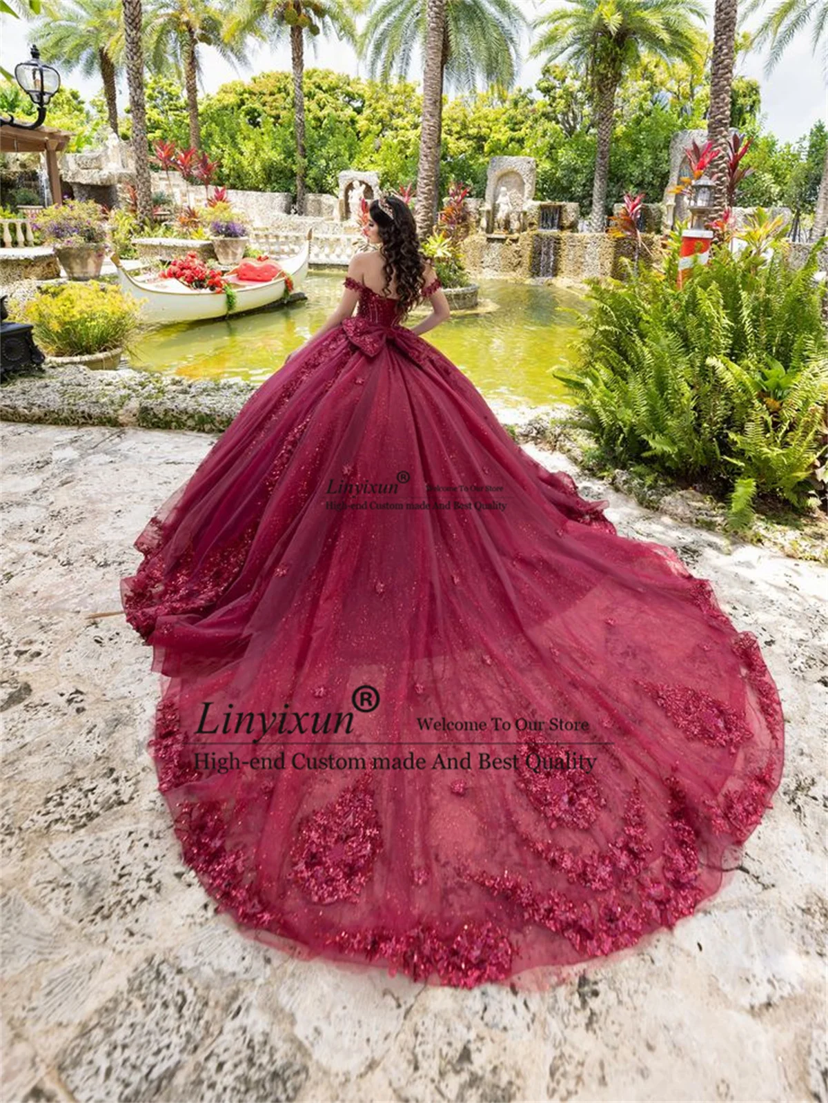 Elegante abito da ballo 3D Floar Abiti stile Quinceanera con applicazioni in pizzo personalizzato messicano con spalle scoperte Dolce 16 Abiti da 15 Anos