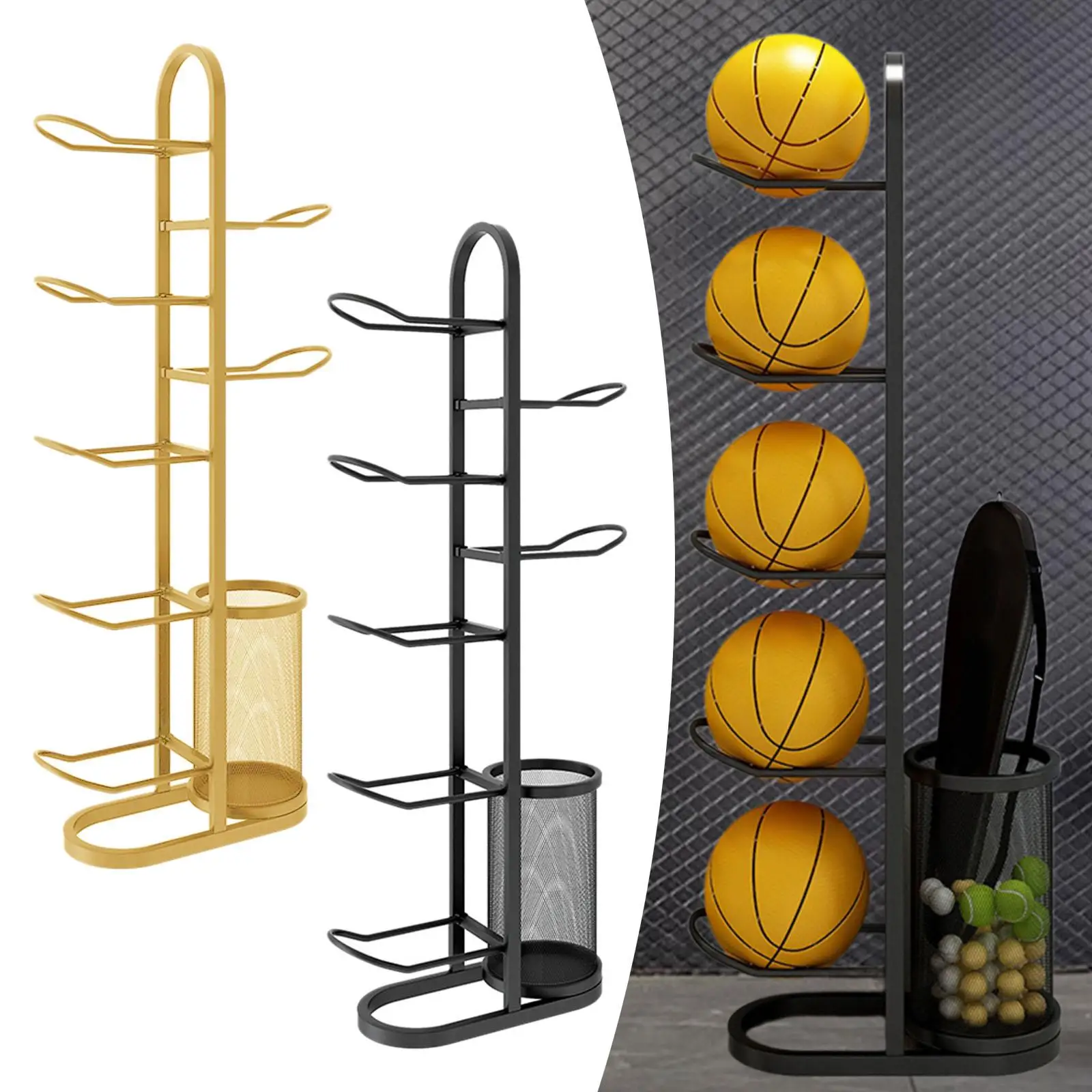 

Basketball Rack Ball Rack Sports Organizer Freestanding Sturdy Vertical Ball Holder for Home Kids Room Garage Kindergarten