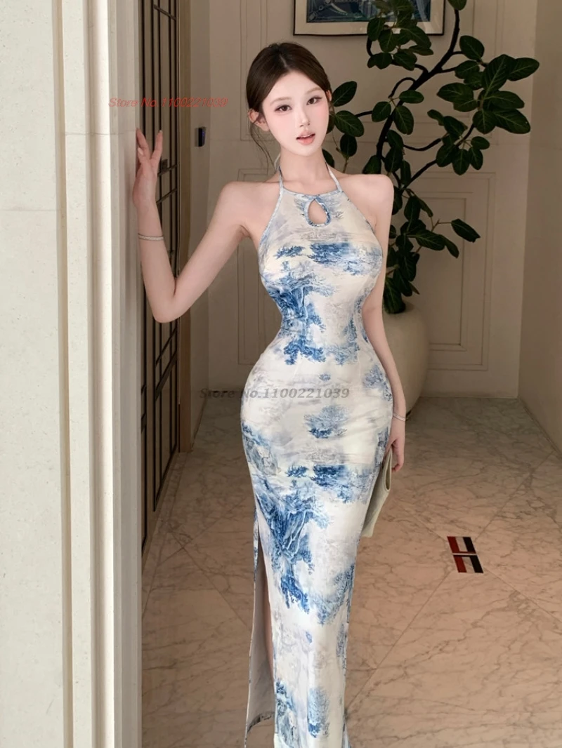 2026-chinese-sexy-dress-national-flower-print-halter-neck-cheongsam-traditional-nightclub-dress-sexy-banquet-party-bodycon-dress