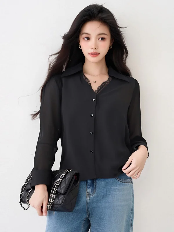 

Черная женская летняя тонкая рубашка с длинным рукавом и кружевной отделкой, новая модель, солнцезащитный кардиган, верхняя одежда, топ премиум-класса