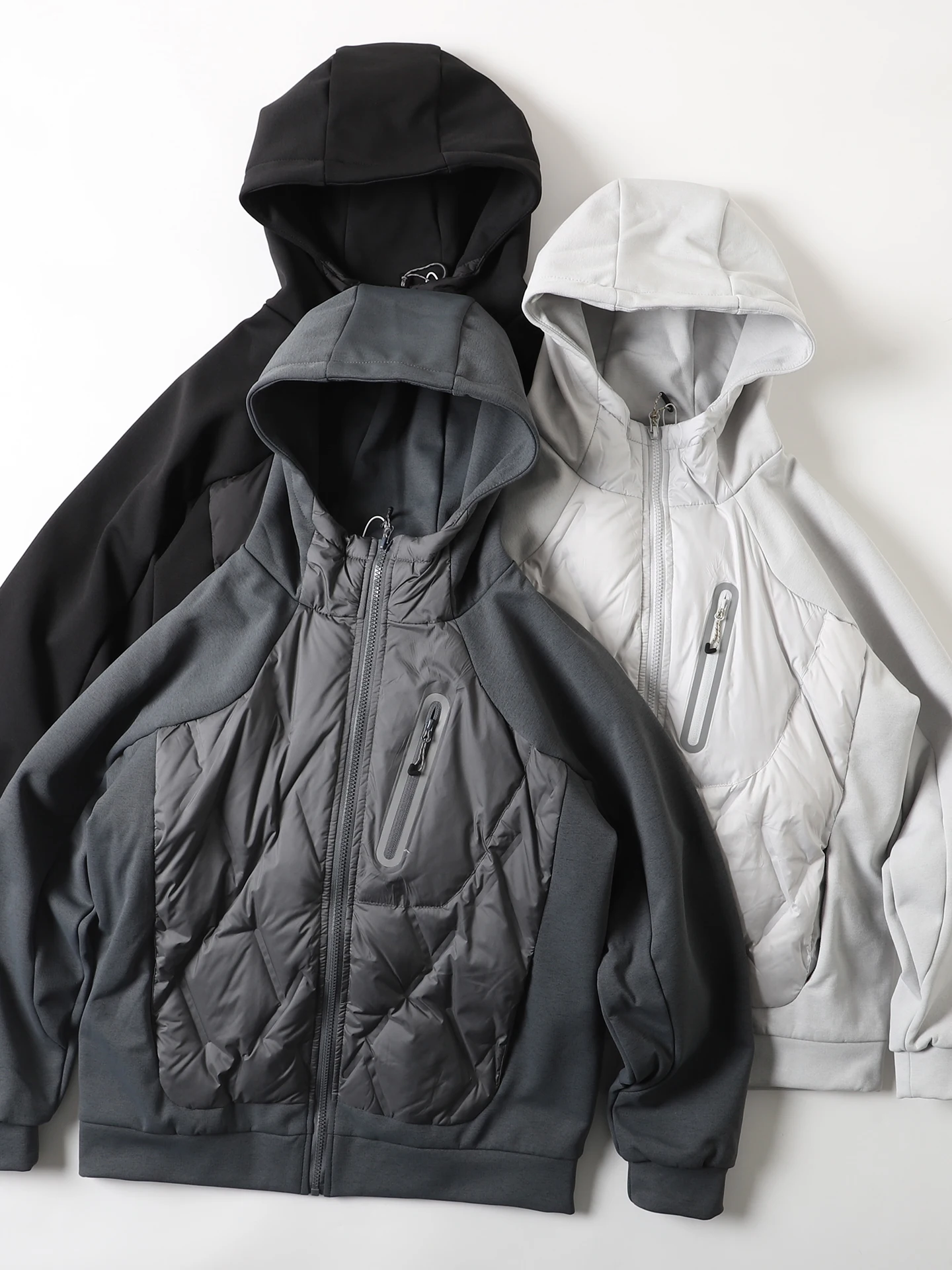 

Men's Winter Warmth Du down Jaet Hooded Layered Wear Polyester Fiber Long Sve Zipper Closure Casual Sle Coat