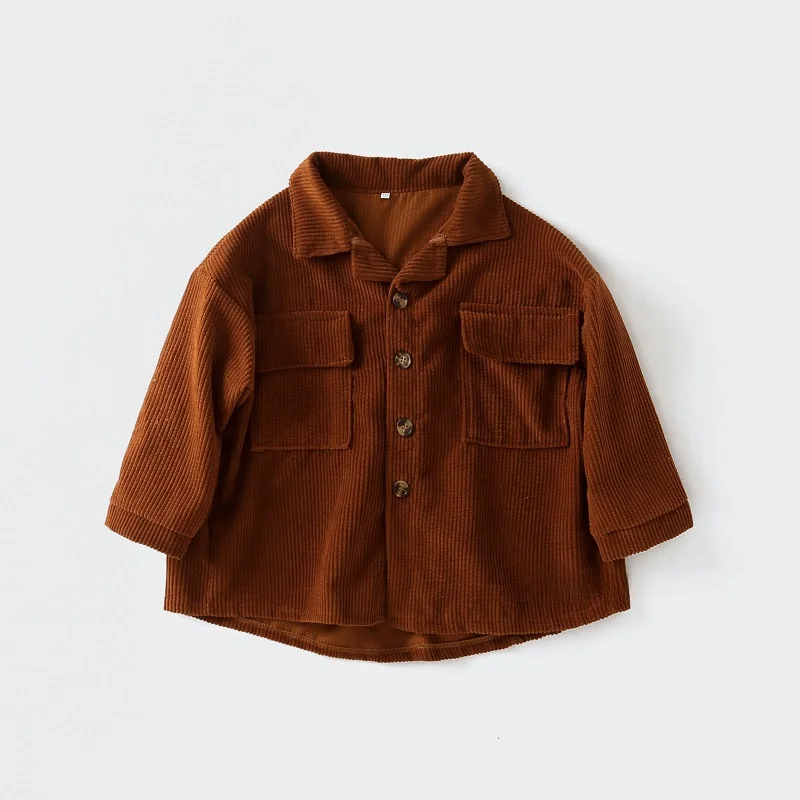 Fashion Baby Girl Boy Corduroy Shirt Jacket Pocket Infant Toddler Kids Spring Autumn Coat Child Outwear Baby Clothes 1-8Y