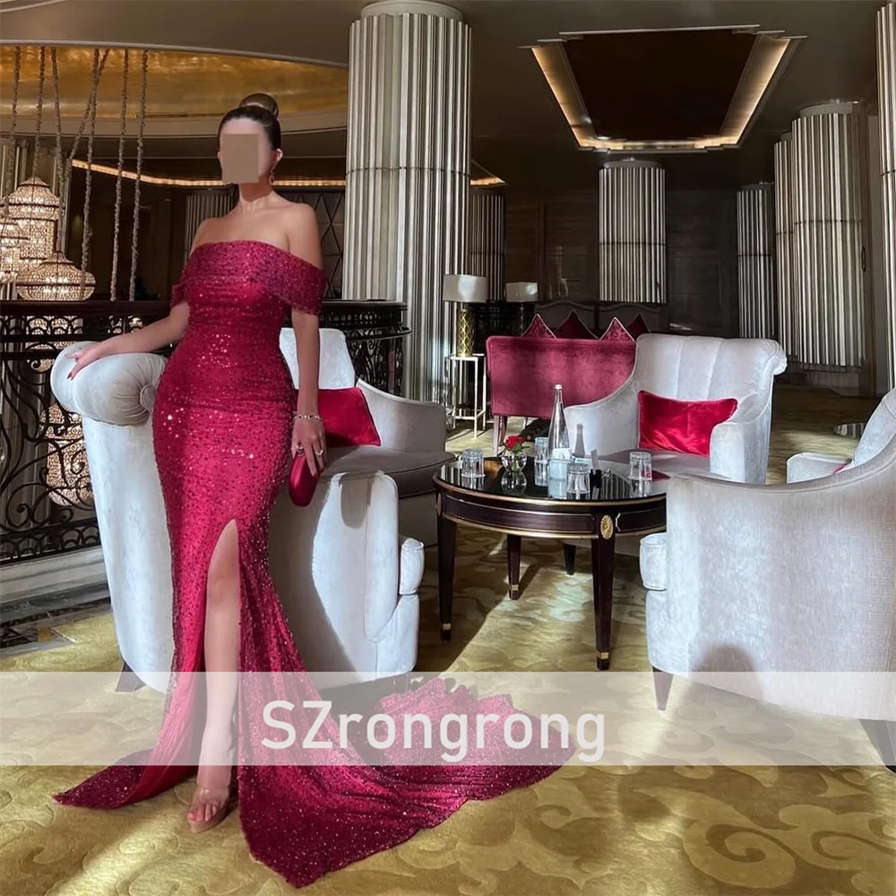 Вечернее платье без рукавов с воротником-лодочкой и блестками, сексуальное платье русалки с разрезом по бокам и открытой спиной, платье для выпускного вечера со льдом на заказ