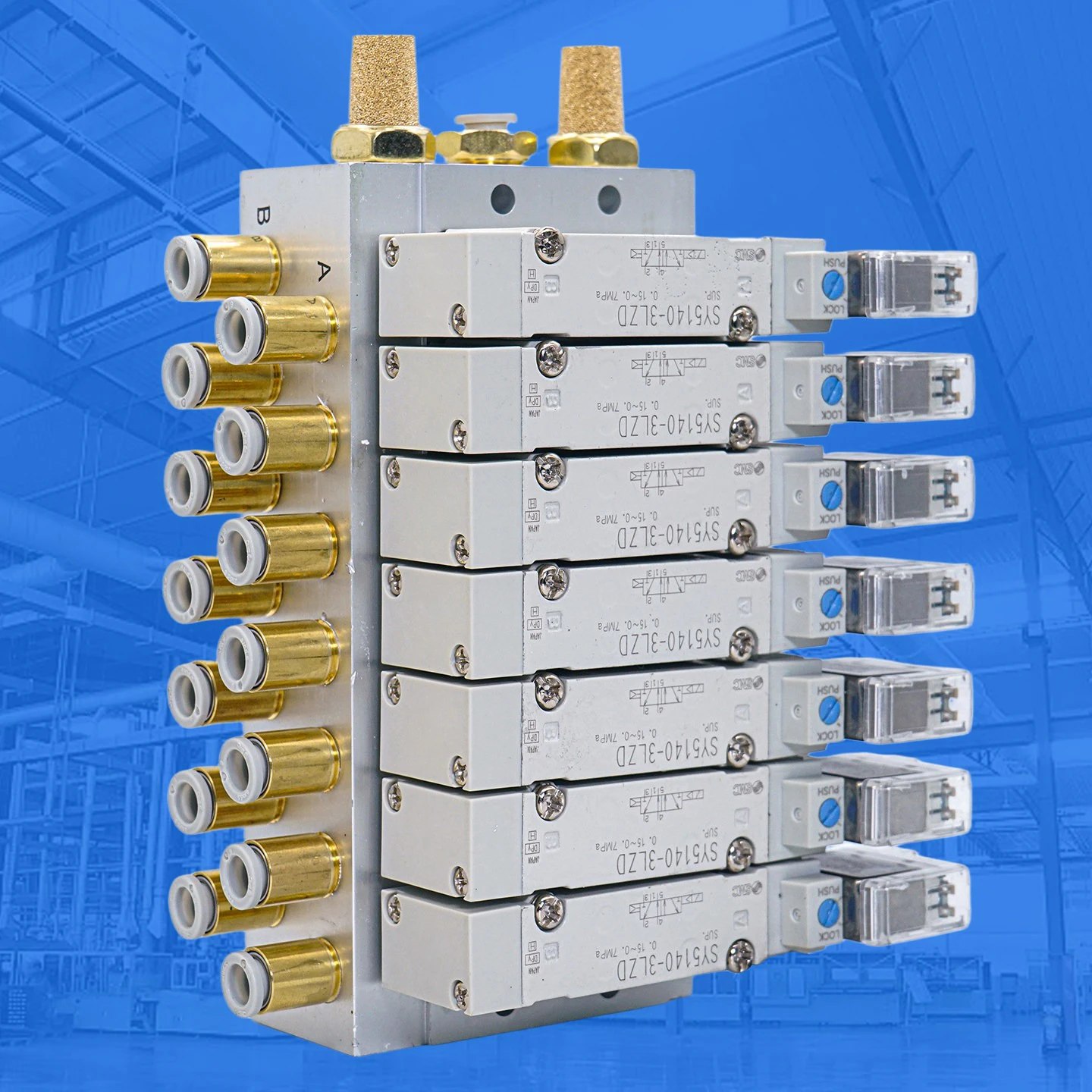 SY5140 Series Solenoid Valve Stations AC110V AV220V DC12V DC24V Pneumatic 2F-10F solenoid valve group
