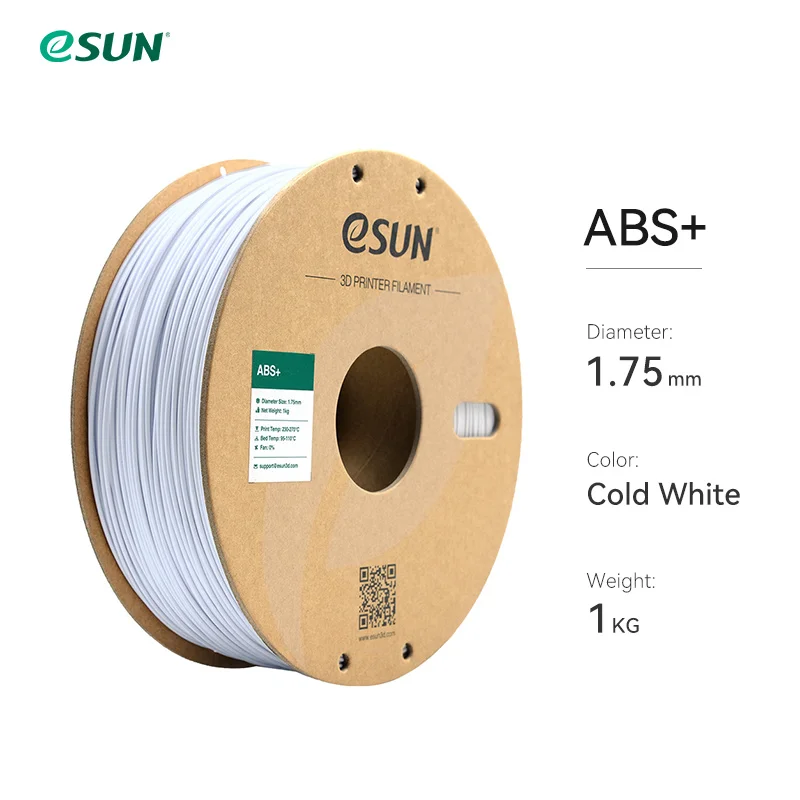 ESUN ABS Plus 2kg 3D-printfilament 1kg/rol 1,75mm Lage krimp, hoge sterkte, hoge taaiheid en hittebestendigheid 3D-printmateriaal voor de meeste 3D-printers