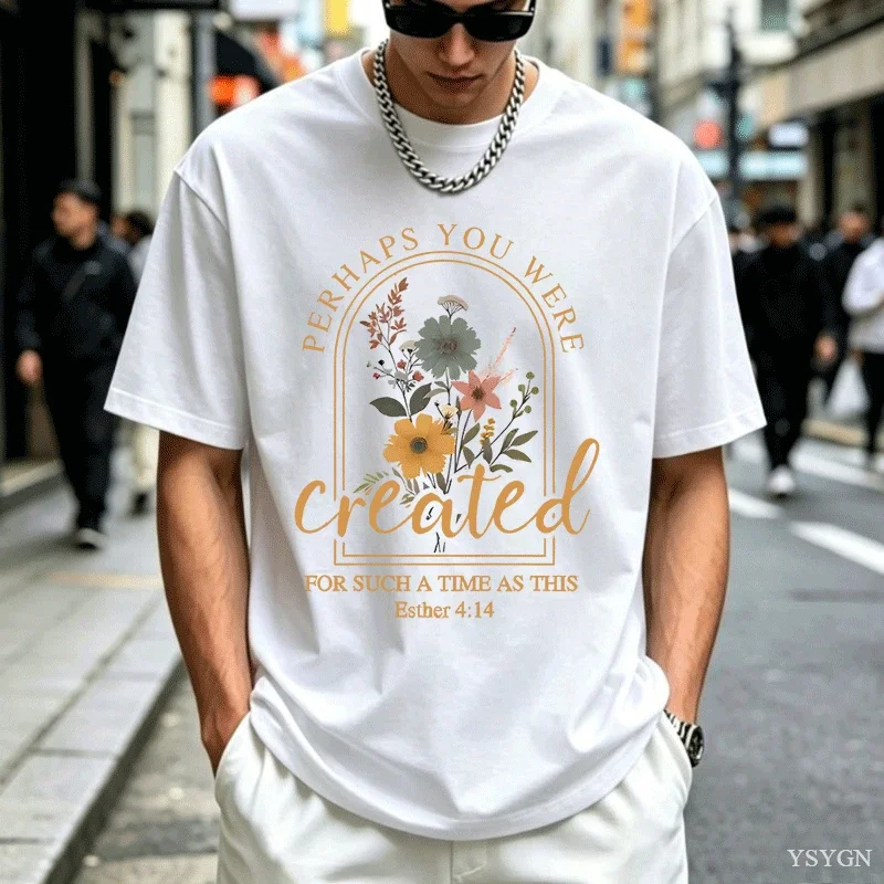 Vintage Christian T-Shirt Jesus Faith T Shirt Bible Verse Flower Tshirts Women Christian Cotton Short Sleeve Round Neck Tees