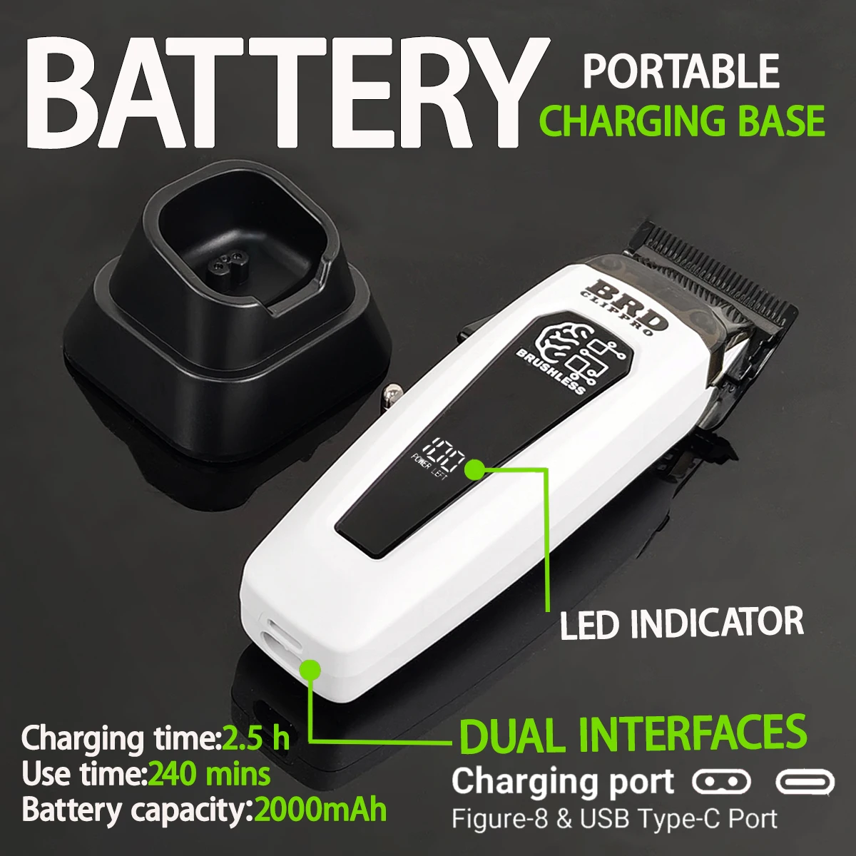 المهنية الأبيض دعوى BRDCLIP 106B FA1T 609 مقص الشعر الشعر المتقلب DLC شفرة قاعدة ماكينة حلاقة كليبرز الحلاق أدوات قص الشعر #2