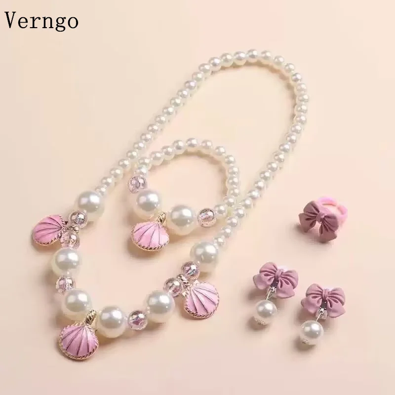 

Детское украшение для платья Verngo: Жемчужное ожерелье для девочек, мультяшный замок, принцесса, легкий люкс, аксессуары для праздничного платья на день рождения