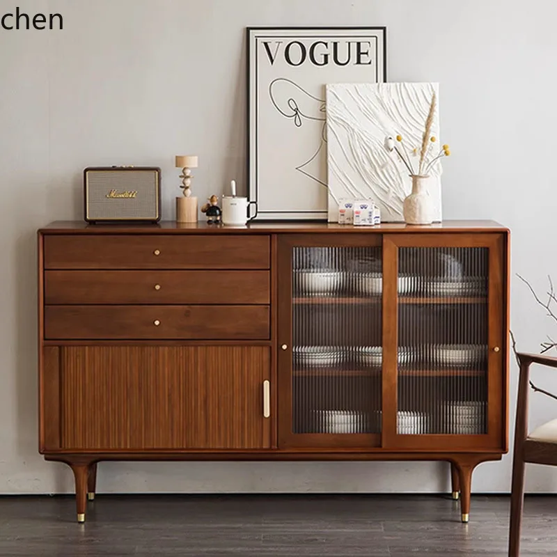 

HTT expression side cabinet medieval solid wood porch log TV cabinet teak furniture