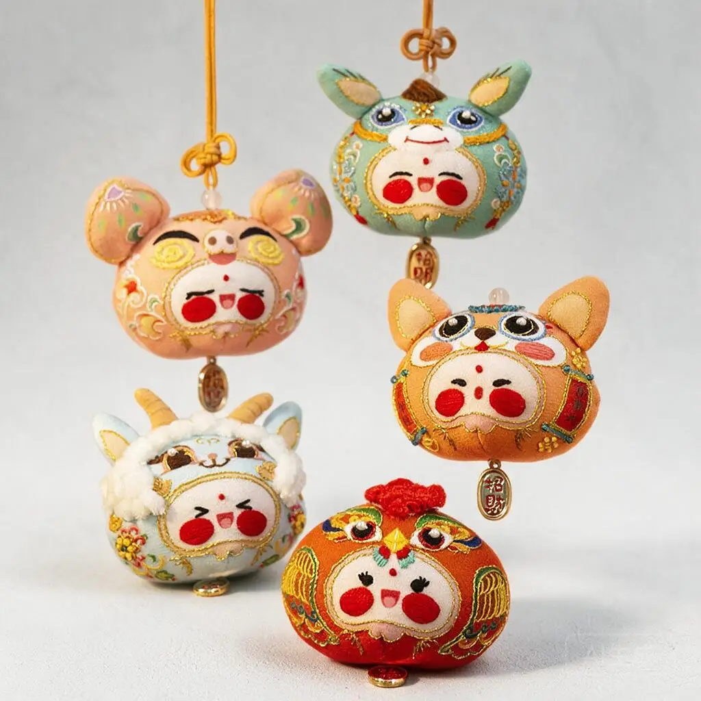 Diy Hand Embroidery Kit Chinese Zodiac Lucky Amulet Sachet Hanging Pendant Car Bag Decor With Lavender Beginner Handmade Gift