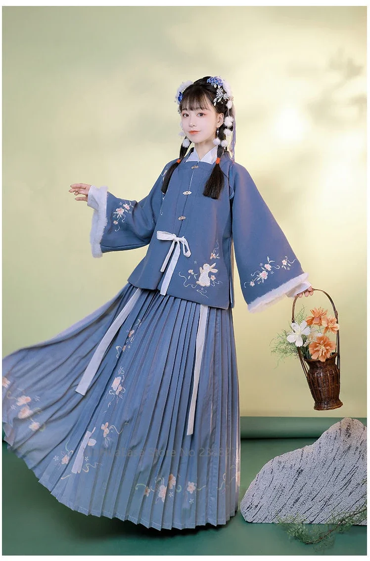 WATER HANFU 여성용 고대 중국 전통 의상, 요정 공주 코스프레, 코스튬 레트로, 우아한 명나라, 겨울