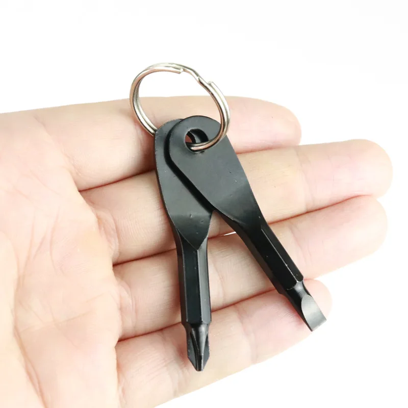 Key Shape Precision Cast Steel Mini Slotted Screwdrivers Keychain Pocket Repair Tool EDC Multifunction Screwdriver Keychain