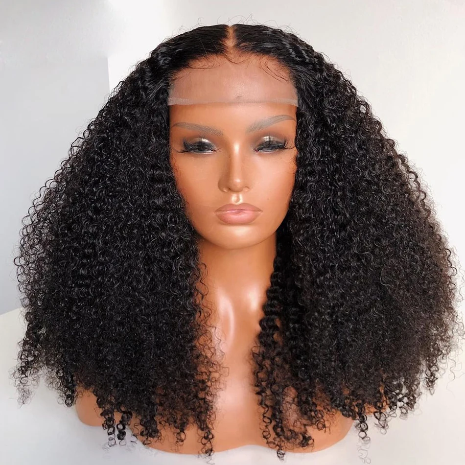 

Long Soft Naural Black Glueless 180Density 26“ Kinky Curly Lace Front Wig For Women BabyHair Preplucked Heat Resistant Daily