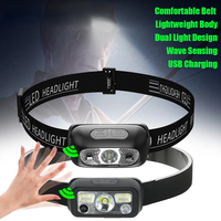 Portable Mini LED Sensor Headlamp Powerful USB Rechargeable Head Flashlight Outdoor Camping Fishing Emergency Headlight