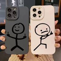 Cute Cartoon Matchman Matte Silicone Phone Case For iPhone 16 11 12 13 14 15 Pro Max XR XS X 7 8 Plus SE2 16E Soft Back Cover