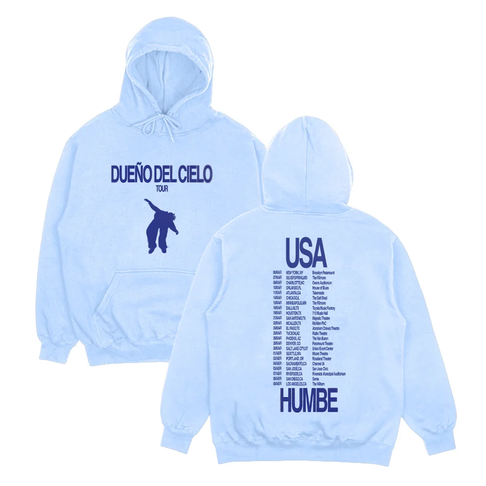 

Худи Humbe DUENO DEL CIELO Tour 2026: повседневные толстовки с длинным рукавом для мужчин и женщин, стильная уличная одежда свободного кроя