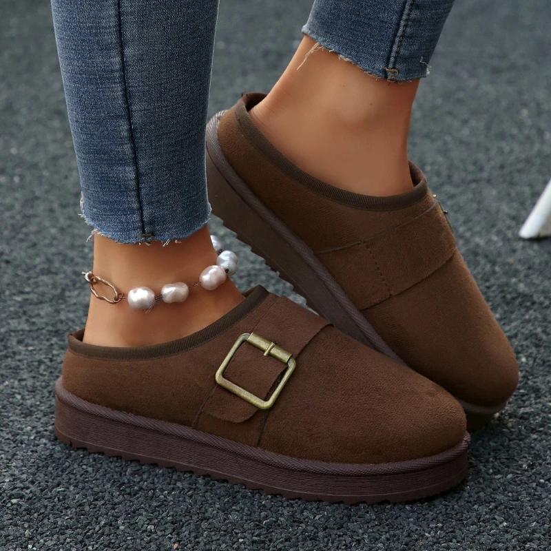 

Зимние женские модные замшевые повседневные плюшевые хлопковые тапочки на плоской подошве, женские высококачественные теплые и удобные хлопковые тапочки