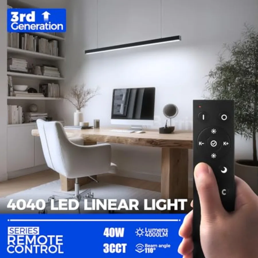Remote LED Linear Light Fixture with Remote 3rd-Generation Feet 0W Seamless Connection 3000K to 6000K Color Changing Dimmable I