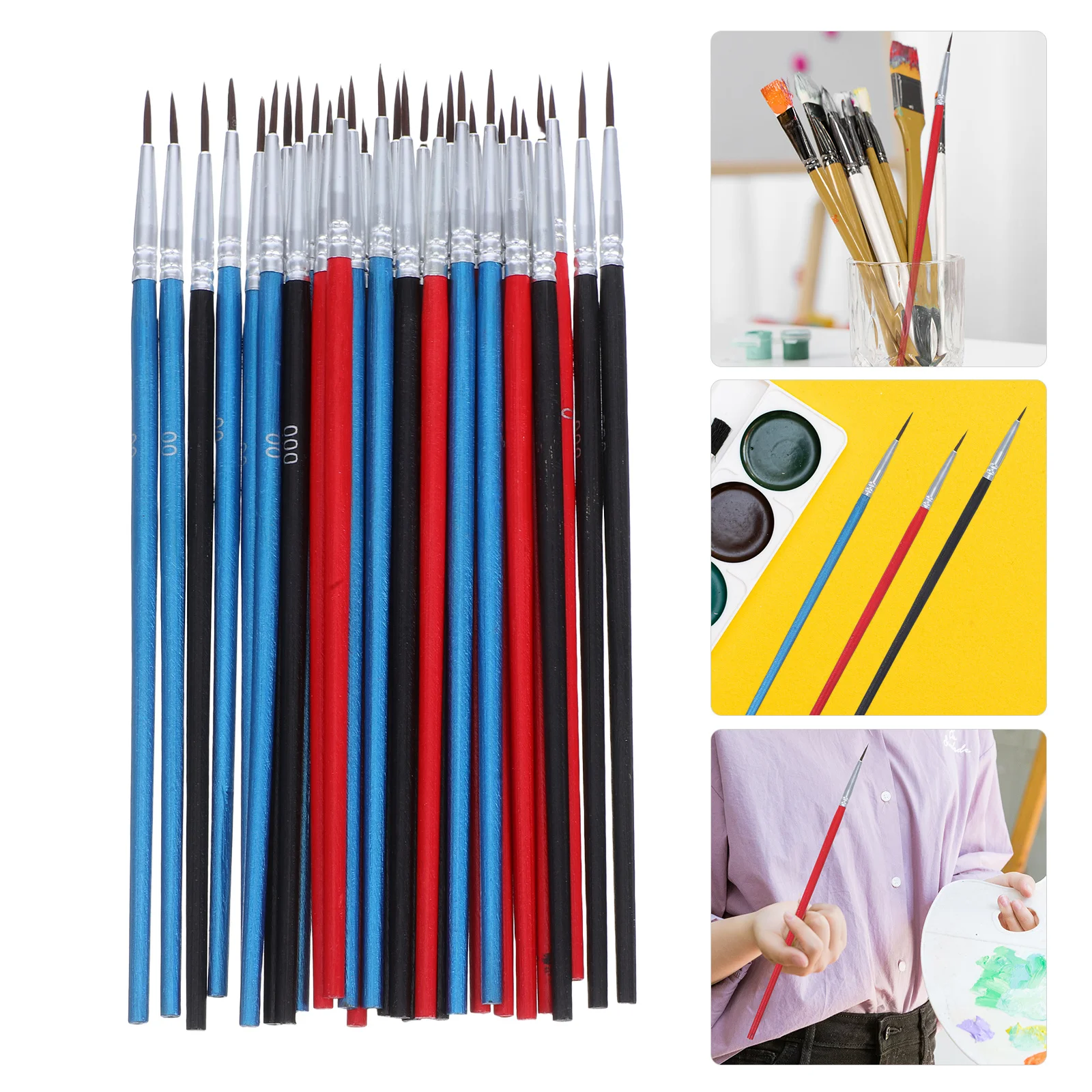 

30Pcs Nylon Liner Brushes Professional Detail Painting Set Fine Tip Paint Brushes for Watercolor Acrylic Oil Artists
