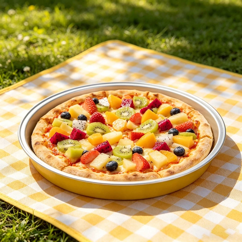 7 Inch 580ml Gold Foil Container Heavy Duty Disposable Aluminum Pan Heat Resistant Non-Stick Pizza Baking Tray 20/50/100pcs