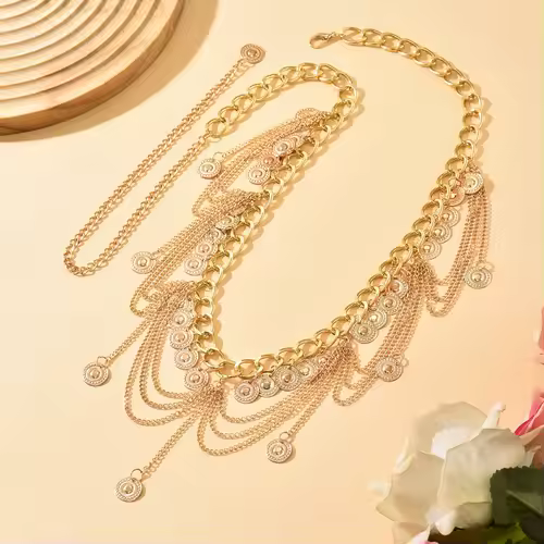 New Fashion Belly Dance Waist Chain For Women Elegant Gold Color Coin Tassel Waist Necklace Skirt Chains Jewelry Belt - Image 5