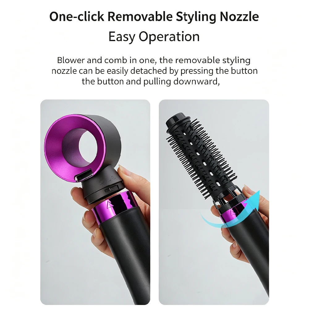 6-in-1 Hot Air Hair Styler Brush,800W Auto Wrap Hot Air Curlers Multi Styler,2 Temp Levels,Hair Tools for Straight Curl Dry Smoo