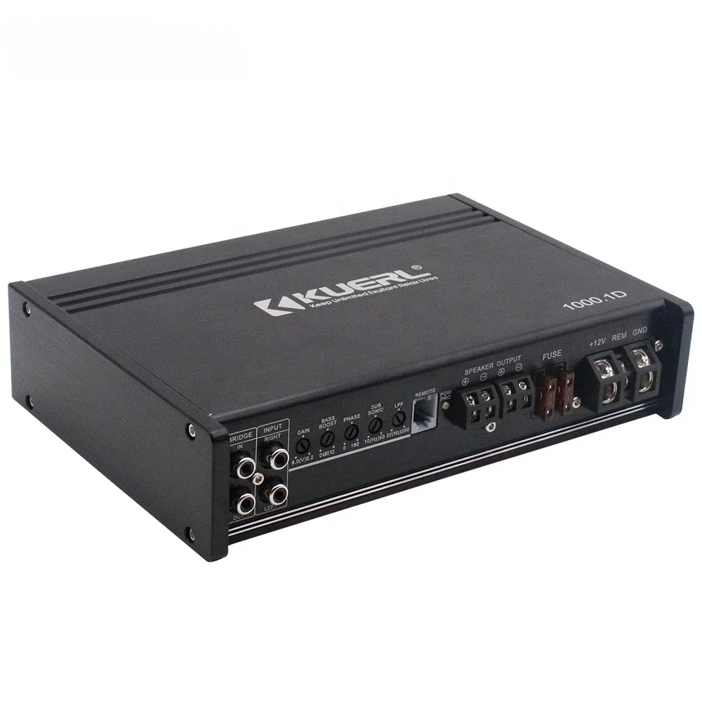 High power stereo amplifier black car amplifier 1000W class D 1 channel digital car audio amplifier