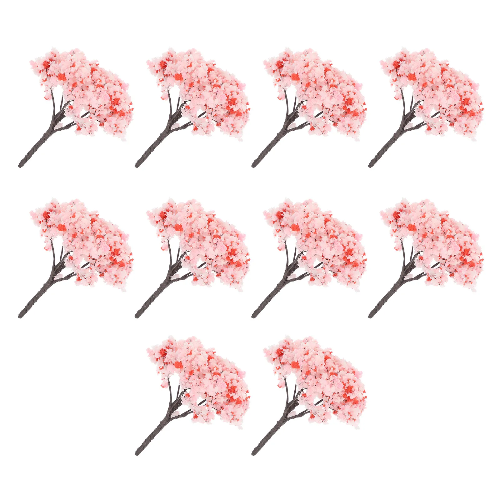 

10Pcs Miniature Cherry Blossom Trees Exquisite Lifelike Design for DIY Micro Landscape Decor Simulation Faux Blossom