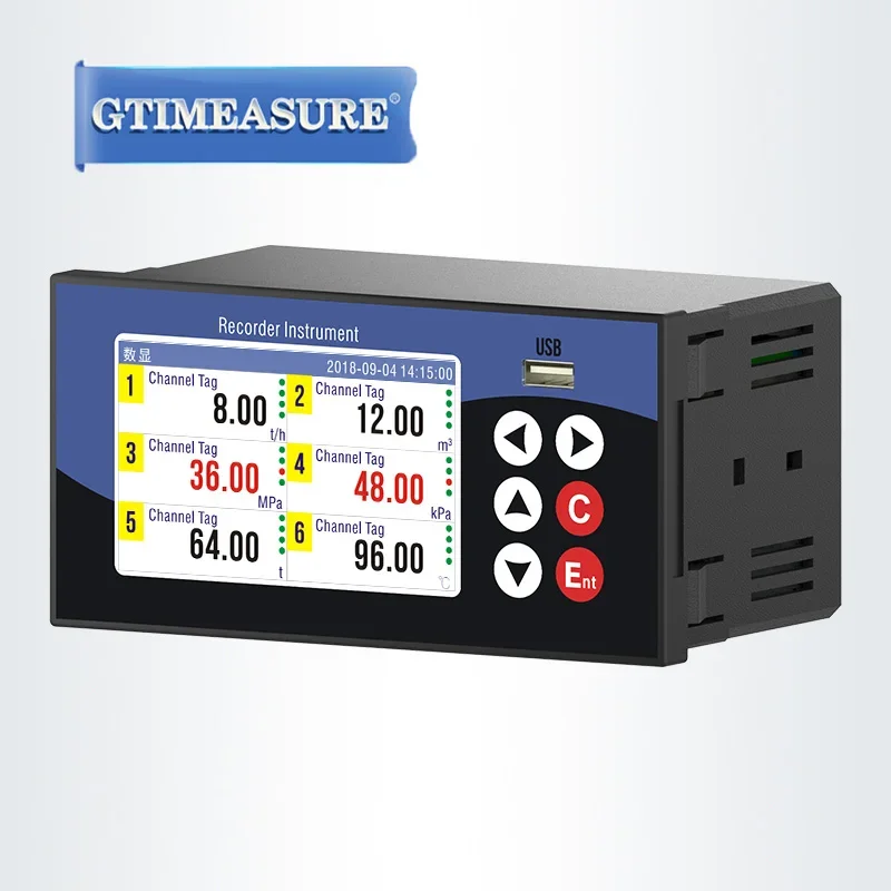 مسجل البيانات الرقمية الذكية مسجل بدون ورق مسجل مخطط درجة الحرارة 4-20mA الرطوبة تدفق الجهد الحالي