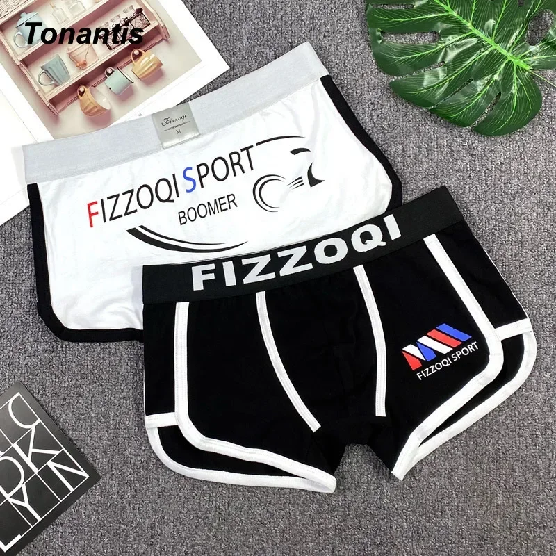 3Pcs/Set Boxer Shorts Mens Fashion Letter Cotton Underwear Young Students Sweat-absorbent Breathable Korean Men\'s Panties XXXL